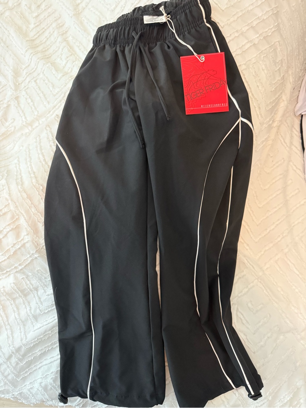 Tiger Friday Kids Black Active Track Pants with Contrast Piping